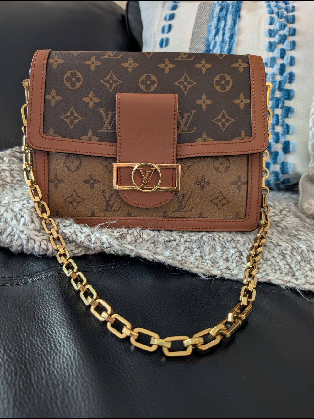 Louis Vuitton 2019 Monogram Dauphine Crossbody Bag Gold Chain Strap - Picture 4 of 17